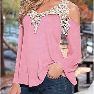 Hollow Sleeve Blouse - Lace V Neckline